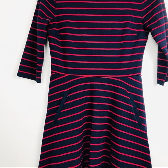 Gap Fit & Flare 3/4 Sleeve  Crew Neck stripe Midi dress Women Size S - Picture 8 of 16